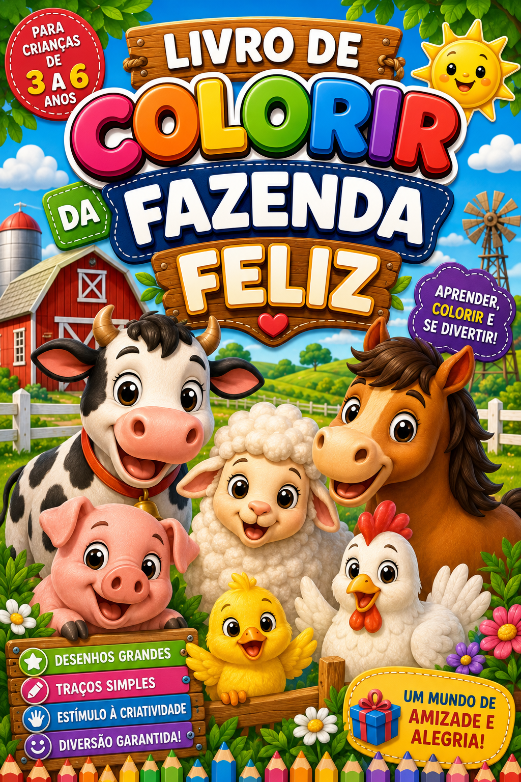 Caderno de Colorir Fazendinha Feliz